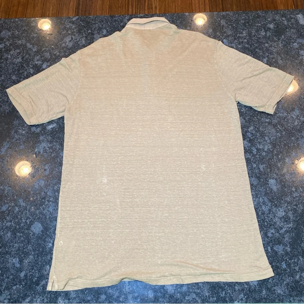 Peter Millar Crown Crafted Polo Shirt Mens Large Brown Tan Linen